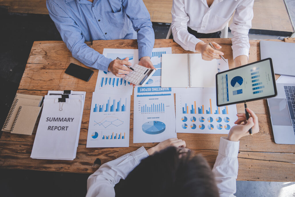 The financiers are calculating personal taxes for their customers.