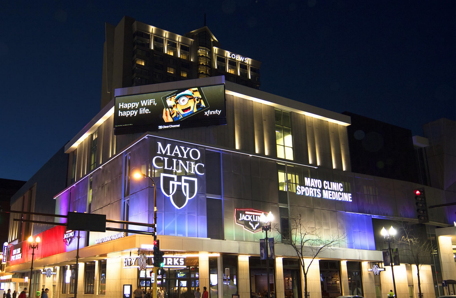 Building with a plenty of neons