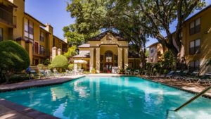 View on the pool near the building